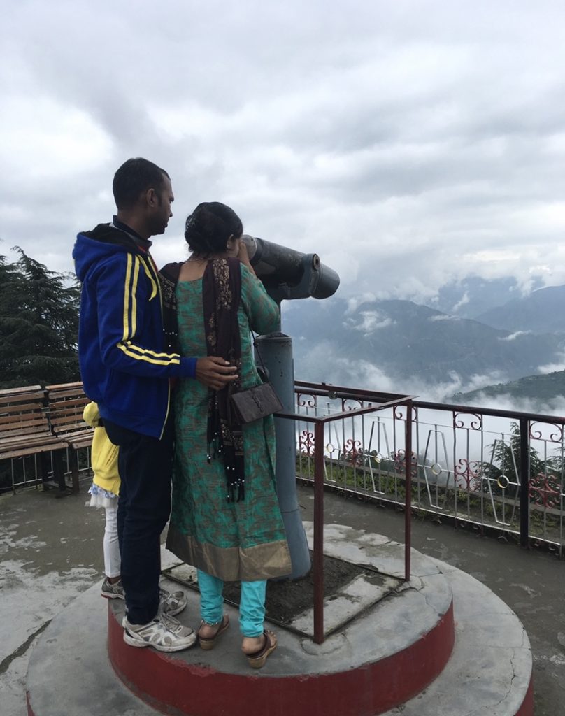 Mussoorie: Road from Chandigarh to the hills (2) 13 Viewing through telescope : Lal tibba